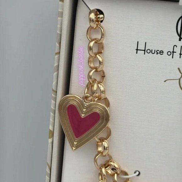 House of Harlow 1960 Gold and Pink Red Charm Necklace NWT - Picture 3 of 14